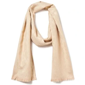 Metallic Logo Pashmina Deep Palomino DKNY Scarf With Eyelash Fringe