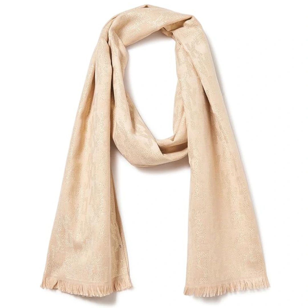 Metallic Logo Pashmina Deep Palomino DKNY Scarf With Eyelash Fringe